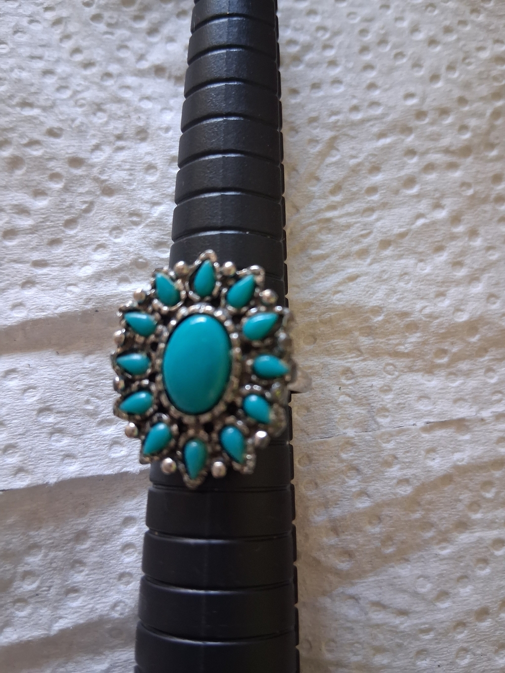Turquoise color Cluster Silver-Tone Statement Ring - Women Jewelry Sell As It Is
